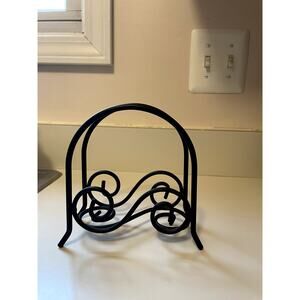Metal Napkin Holder - 6in x 5in - Black Swirl Design